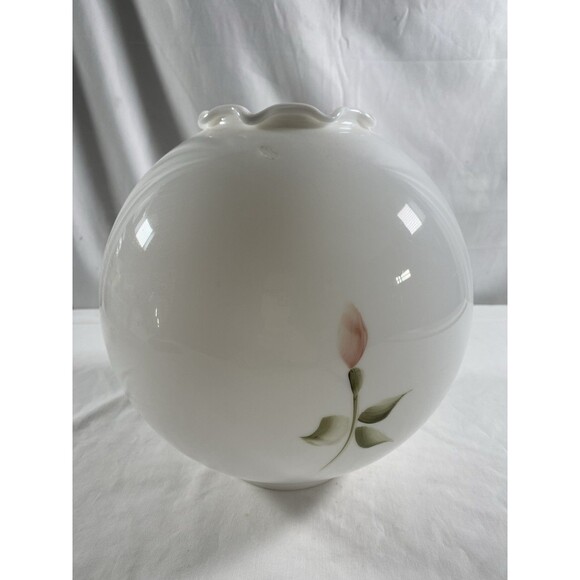Antique Gone With The Wind Globe Lamp Shade Hand Painted Pink Floral Roses READ - Picture 3 of 14